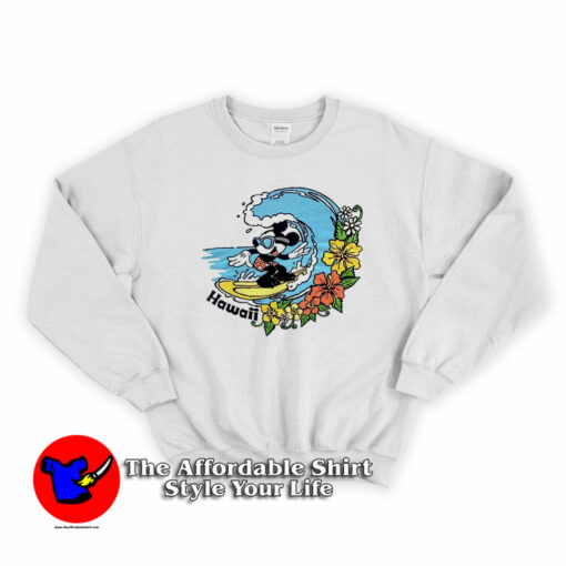 Cartoon Vintage Mickey Mouse Surfing Hawaii Sweatshirt On Sale