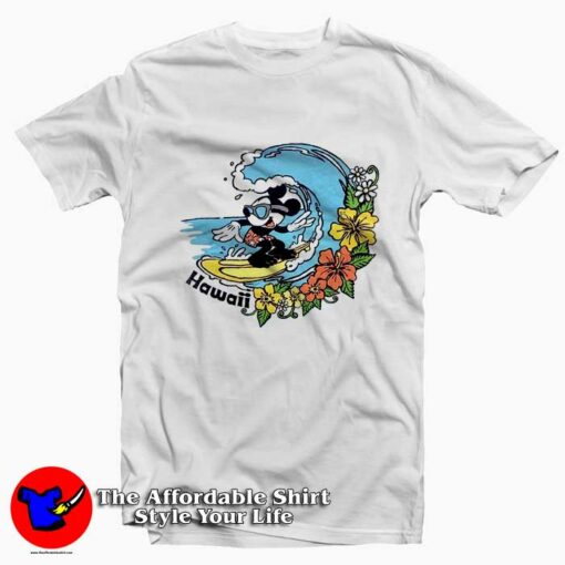 Cartoon Vintage Mickey Mouse Surfing Hawaii T-shirt On Sale