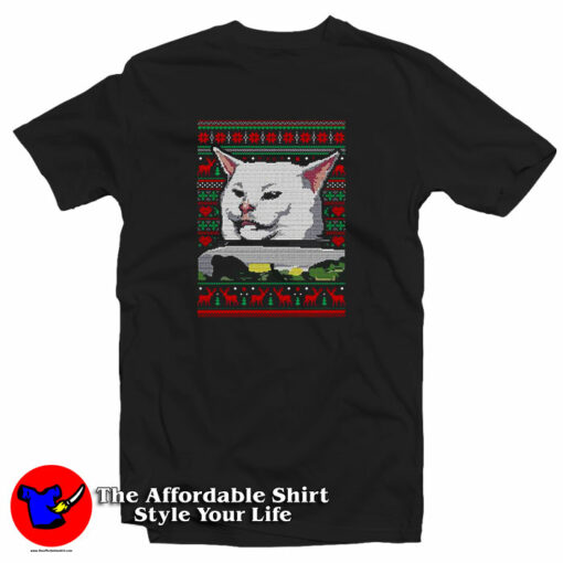 Cat Meme Dinner Ugly Christmas Funny T-Shirt