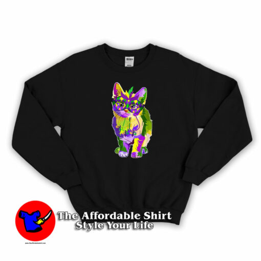 Cat Wearing Carnival Mask Mardi Gras Sweatshirt On Sale