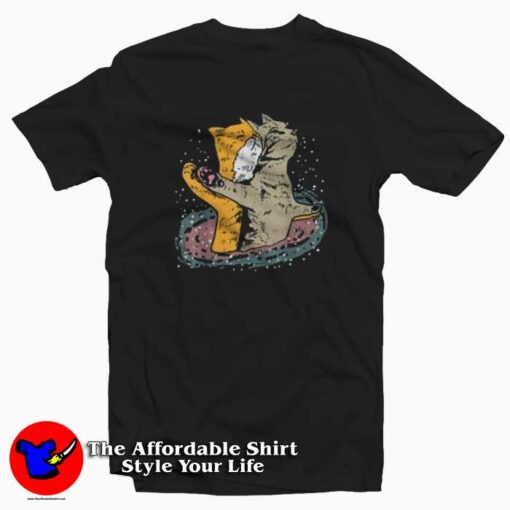 Cats Titanic Pose In Space Funny Movie Unisex T-shirt On Sale