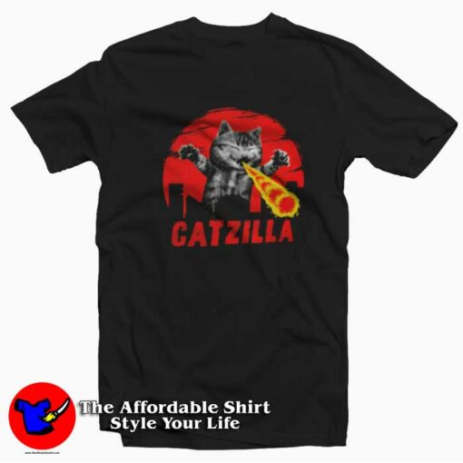 Catzilla Funny Cat Funny Vintage Parody Unisex T-shirt On Sale