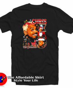 Chris Brown Wearing Santa Claus Hat T Shirt 1