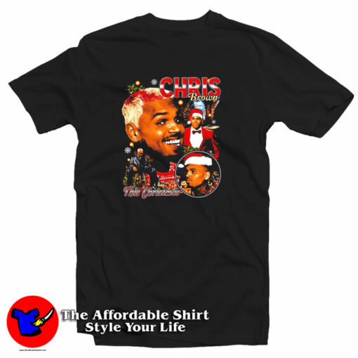 Chris Brown Wearing Santa Claus Hat T-Shirt