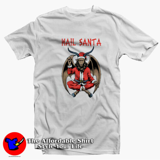 Christmas Hail Santa Satanism Goat Parody T-shirt On Sale