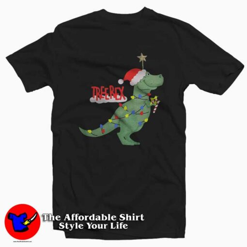 Christmas Tree T-Rex Funny Parody T-shirt On Sale