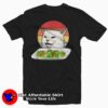 Confused Cat at Dinner Table Funny T Shirt