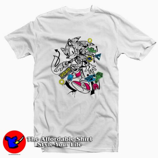 Cool Sonic the Hedgehog Graffiti T-shirt On Sale