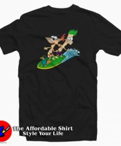 Cool Surfing The Wave Phineas and Ferb T-shirt Cheap
