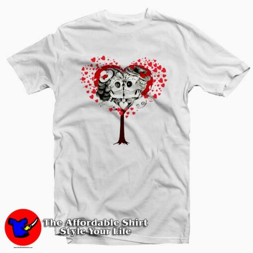 Couple Of Skulls Hearts Tree Valentine T-Shirt Valentine’s Day Gift