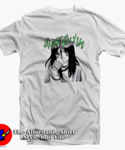 Cute Billie Eilish Anime Portrait With Cup T-Shirt On Sale Cute Billie Eilish Anime Portrait With Cup T-Shirt On Sale