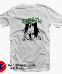 Cute Billie Eilish Anime Portrait With Cup T-Shirt On Sale Cute Billie Eilish Anime Portrait With Cup T-Shirt On Sale