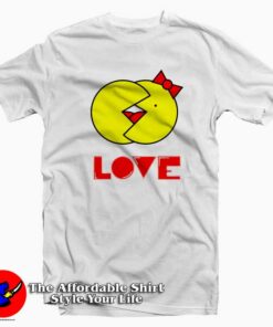 Cute Cartoon Pacman Love Kissing T-shirt On Sale Cute Cartoon Pacman Love Kissing T-shirt On Sale