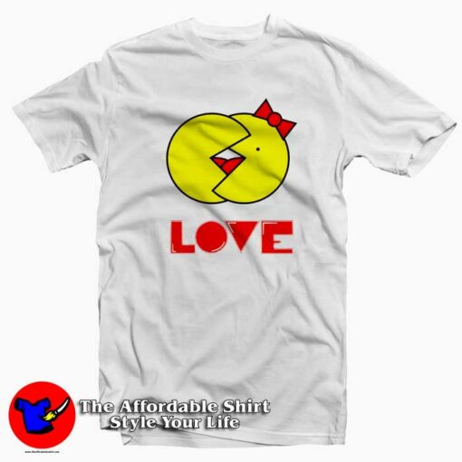 Cute Cartoon Pacman Love Kissing T-shirt On Sale