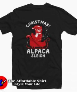 Cute Christmas Alpaca Sleigh Unisex T-shirt On Sale 1 Cute Christmas Alpaca Sleigh Unisex T shirt On Sale 2