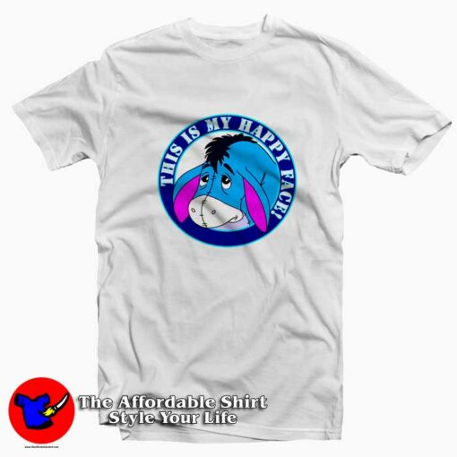 Cute Eeyore Happy Face Disney Inspired T-shirt On Sale