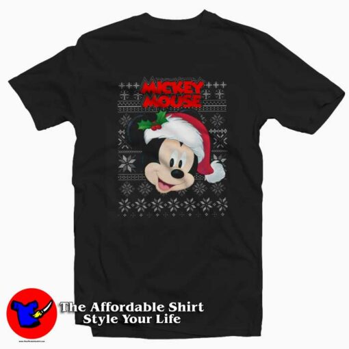 Cute Mickey Mouse Santa Christmas T-shirt On Sale