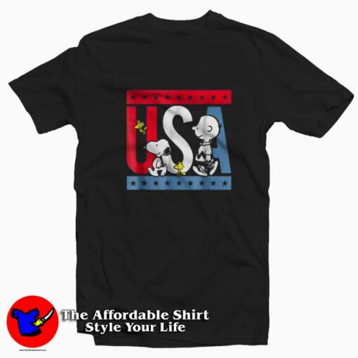 Cute Peanuts Snoopy Americana USA Funny T-shirt On Sale