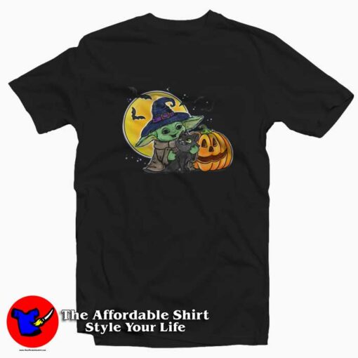 Cute Pumpkin Baby Yoda Halloween Unisex T-shirt On Sale