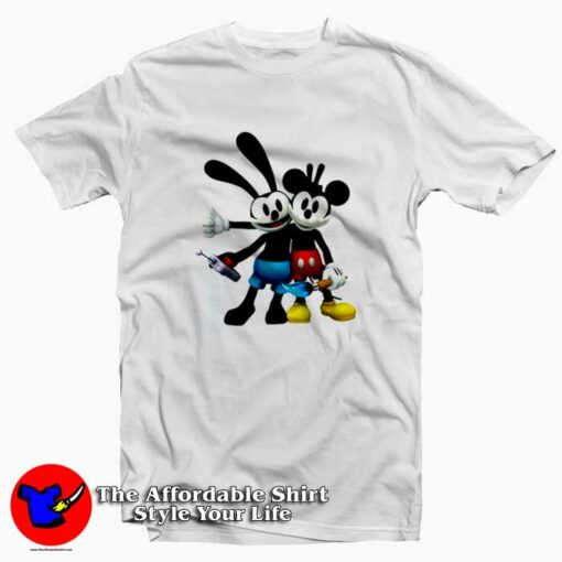 Cute The Lucky Rabbit & Mickey Mouse T-shirt On Sale