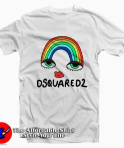 DSQUARED Rainbow Herca Cheap Unisex T-Shirt On Sale DSQUARED Rainbow Herca Cheap Unisex T-Shirt On Sale