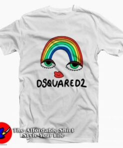 DSQUARED Rainbow Herca Cheap Unisex T-Shirt On Sale DSQUARED Rainbow Herca Cheap Unisex T-Shirt On Sale