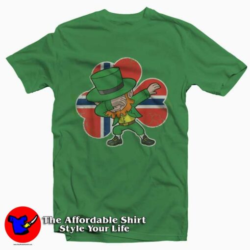 Dabbing Leprechaun T-Shirt Irish Norwegian St Patricks Day