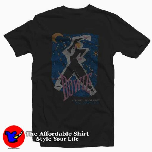 David Bowie Serious Moonlight Tour Graphic T-Shirt On Sale