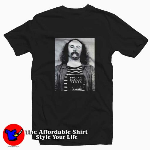 David Crosby Mug Shot Vertical Photo T-Shirt On Sale