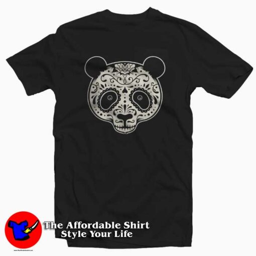 Day of the Dead Panda Graphic T-Shirt Cheap