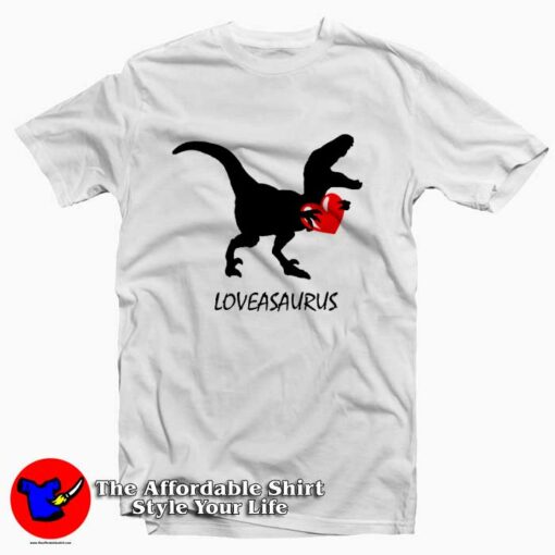 Dinosaur Loveasaurus Heart T-Shirt Valentine’s Day Gift