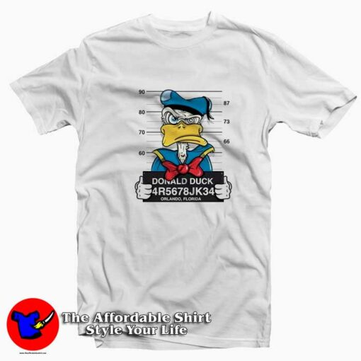 Disney Donald Duck Mugshot Cartoon T-shirt On Sale