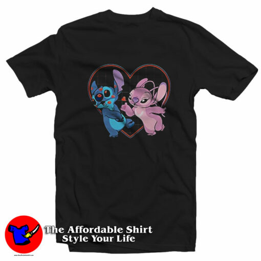 Disney Lilo and Stitch Angel Heart Kisses T-Shirt On Sale