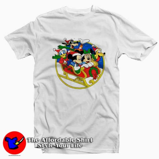 Disney Mickey Sleigh Squad Christmas T-shirt On Sale