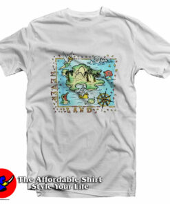 Disney Peter Pan Never Land Map Vintage Poster T Shirt On Sale 1