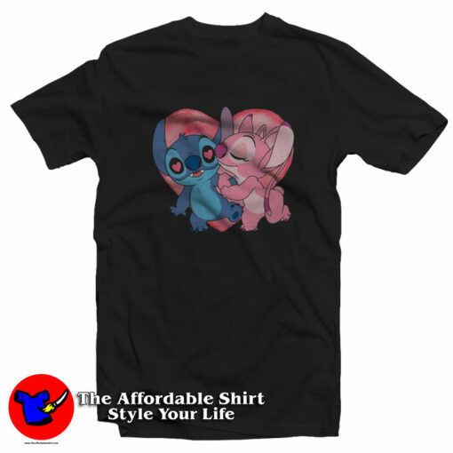 Disney Stitch And Angel Kissin Unisex T-Shirt On Sale