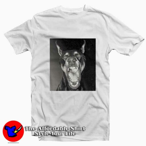 Doberman Polaroid Captioned Graphic T-Shirt On Sale