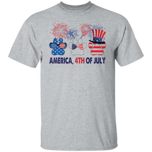 Dog paws firework America 4th of July shirt