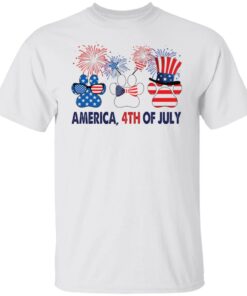 Dog paws firework America 4th of July shirt 9