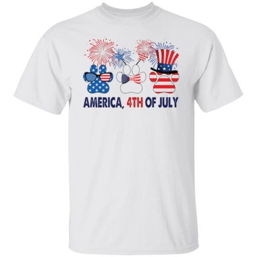 Dog paws firework America 4th of July shirt