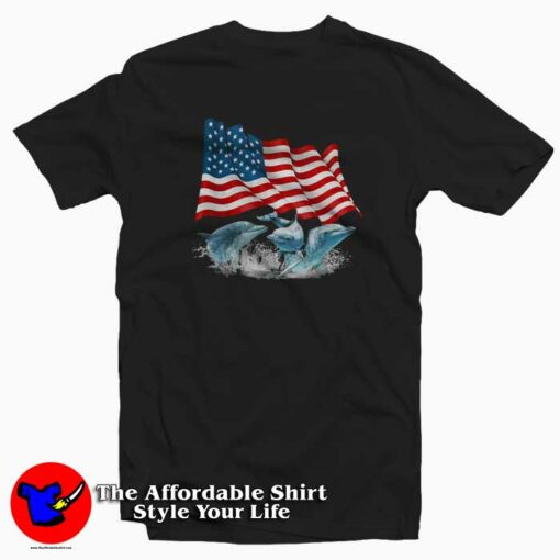 Dolphins American Flag Independence Day T-shirt American Day Flag Gifts