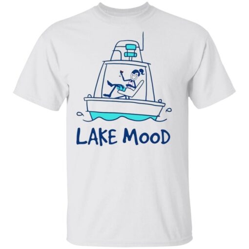 Girl drinking wine pontoon lake mood shirt