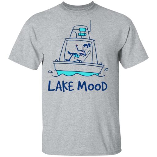 Girl drinking wine pontoon lake mood shirt