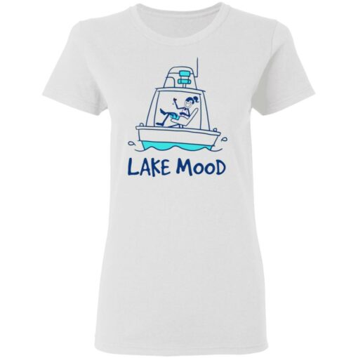 Girl drinking wine pontoon lake mood shirt