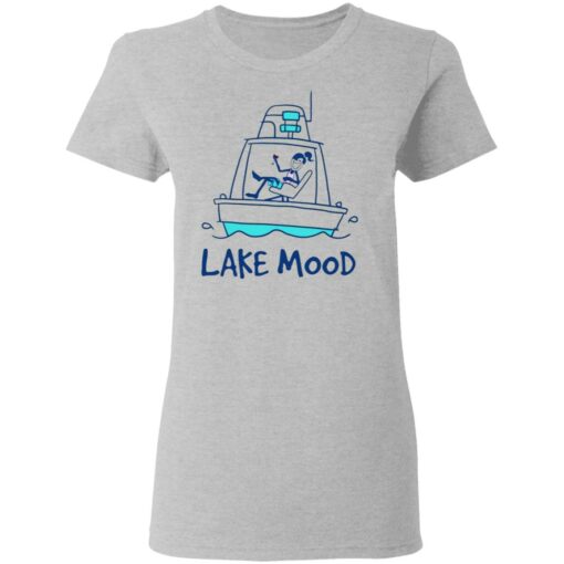 Girl drinking wine pontoon lake mood shirt