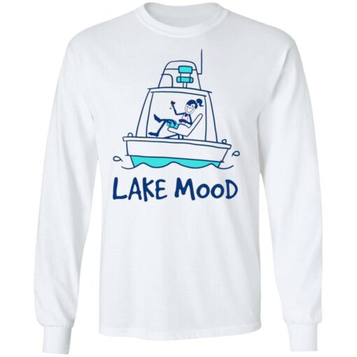 Girl drinking wine pontoon lake mood shirt