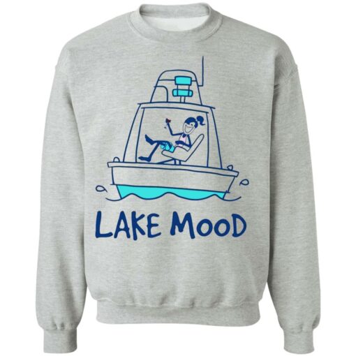 Girl drinking wine pontoon lake mood shirt