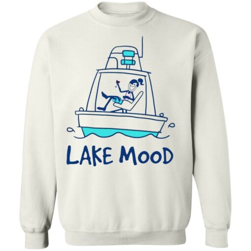 Girl drinking wine pontoon lake mood shirt