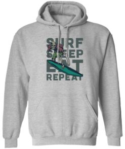 Skeleton surf sleep eat repeat shirt 5
