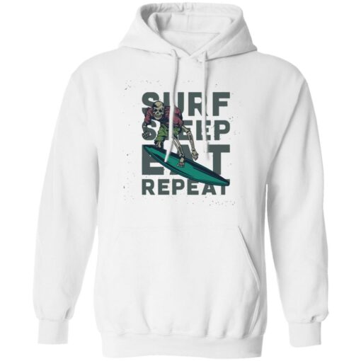 Skeleton surf sleep eat repeat shirt